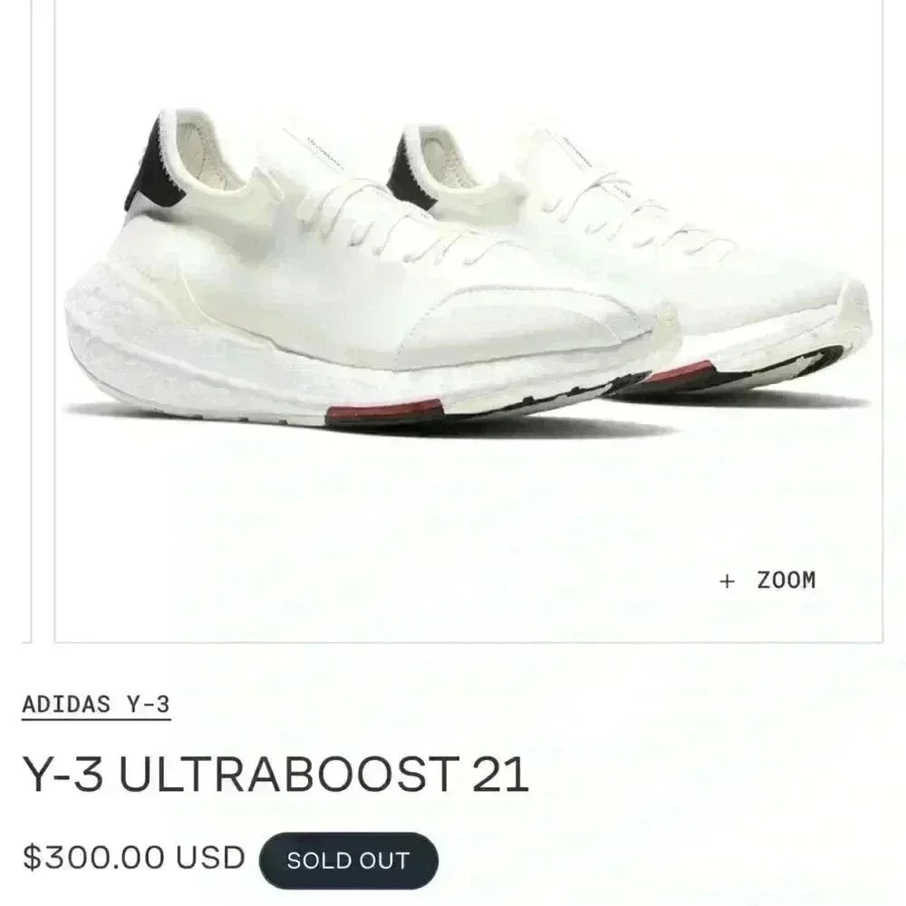 Adidas Y-3 Ultraboost 21 Shoes H67477 White Yohji Yamamoto Size 10 (WORN ONCE)